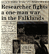 Newspaper Reports about our fight to save Falklands penguins
